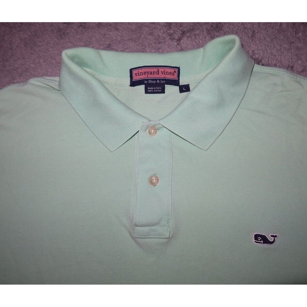 Vineyard Vines By Shep And Ian Mens L Polo Green Embroidered Whale Short Sleeve
